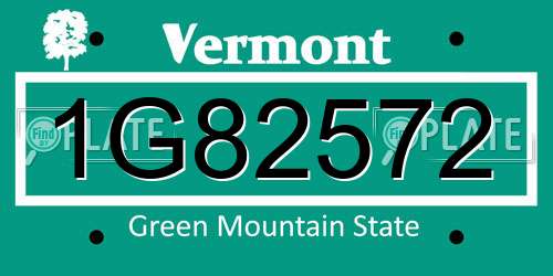 1G82572 Vermont License Plate
