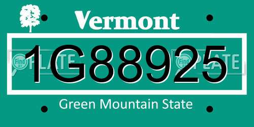 1G88925 Vermont License Plate