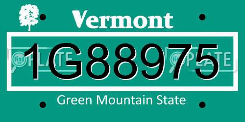 1G88975 Vermont License Plate