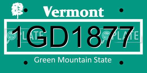 1GD1877 Vermont License Plate