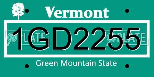 1GD2255 Vermont License Plate
