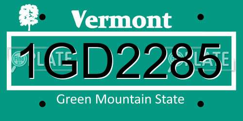 1GD2285 Vermont License Plate