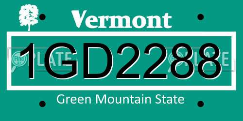 1GD2288 Vermont License Plate