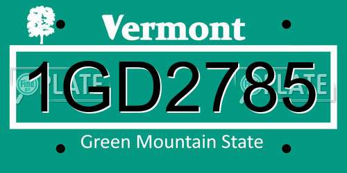 1GD2785 Vermont License Plate