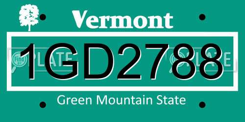 1GD2788 Vermont License Plate