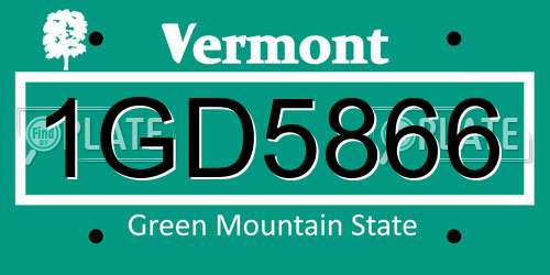 1GD5866 Vermont License Plate