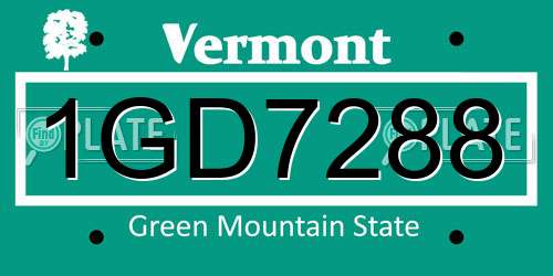 1GD7288 Vermont License Plate