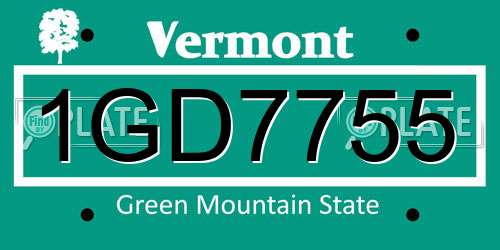1GD7755 Vermont License Plate