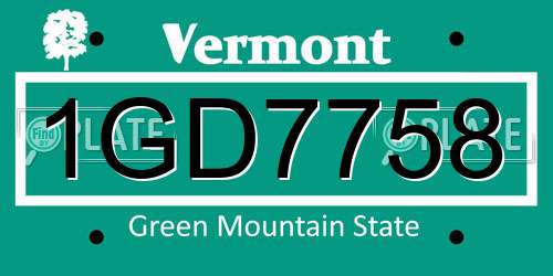 1GD7758 Vermont License Plate
