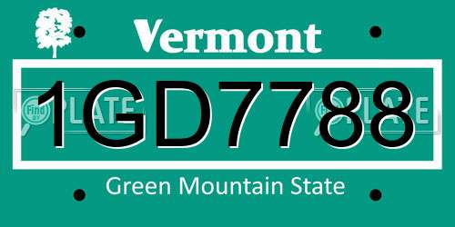 1GD7788 Vermont License Plate