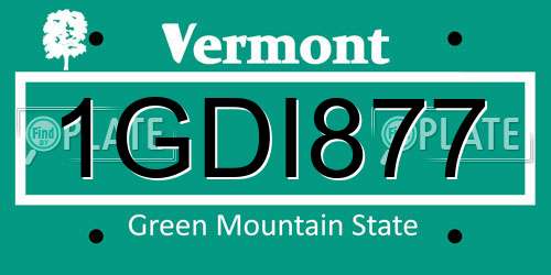 1GDI877 Vermont License Plate
