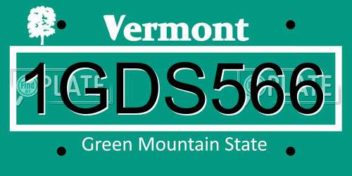 1GDS566 Vermont License Plate