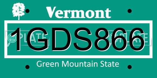 1GDS866 Vermont License Plate