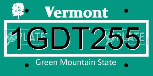 1GDT255 Vermont License Plate