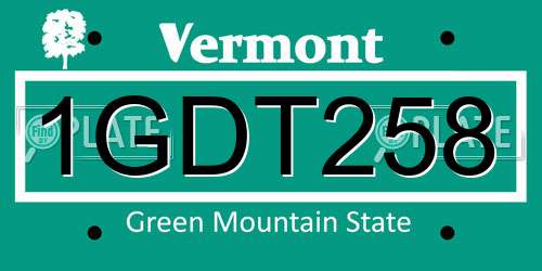 1GDT258 Vermont License Plate