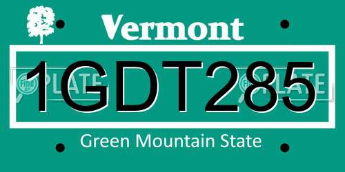 1GDT285 Vermont License Plate