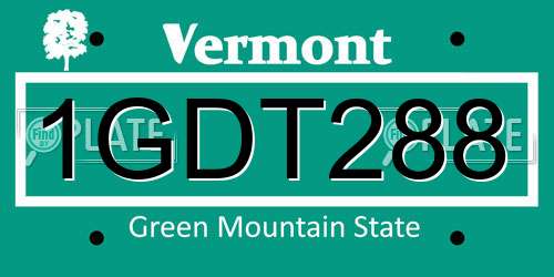 1GDT288 Vermont License Plate