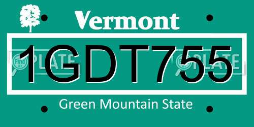 1GDT755 Vermont License Plate