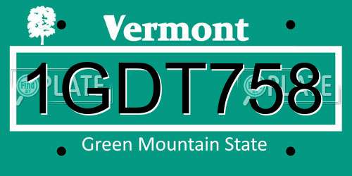 1GDT758 Vermont License Plate