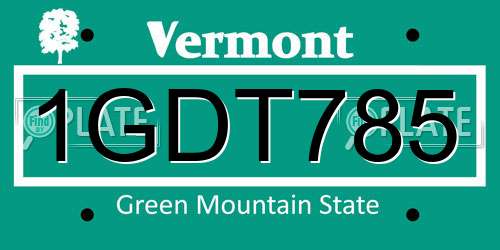 1GDT785 Vermont License Plate