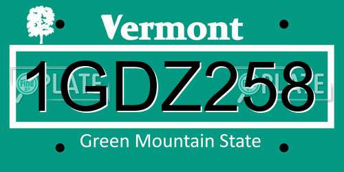 1GDZ258 Vermont License Plate