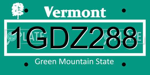 1GDZ288 Vermont License Plate