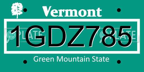 1GDZ785 Vermont License Plate