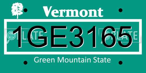 1GE3165 Vermont License Plate