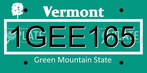 1GEE165 Vermont License Plate