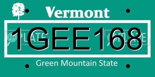 1GEE168 Vermont License Plate