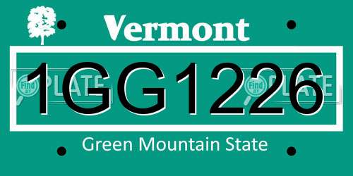 1GG1226 Vermont License Plate