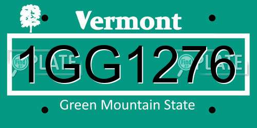 1GG1276 Vermont License Plate