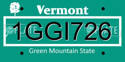 1GGI726 Vermont License Plate