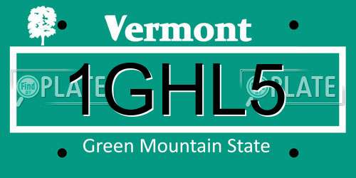 1GHL5 Vermont License Plate