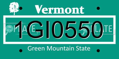 1GI0550 Vermont License Plate