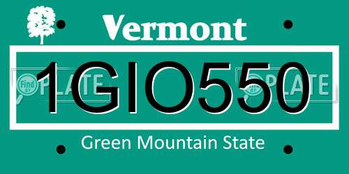 1GIO550 Vermont License Plate