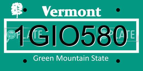 1GIO580 Vermont License Plate