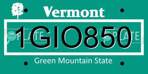 1GIO850 Vermont License Plate