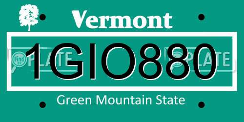 1GIO880 Vermont License Plate
