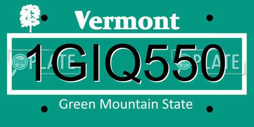 1GIQ550 Vermont License Plate
