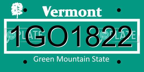 1GO1822 Vermont License Plate