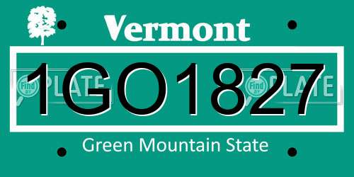 1GO1827 Vermont License Plate