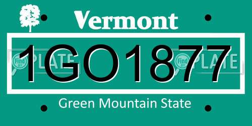 1GO1877 Vermont License Plate