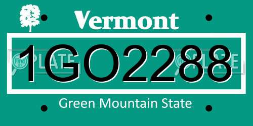 1GO2288 Vermont License Plate