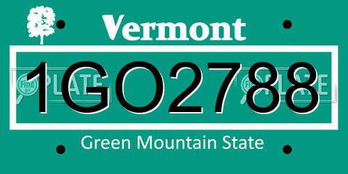 1GO2788 Vermont License Plate