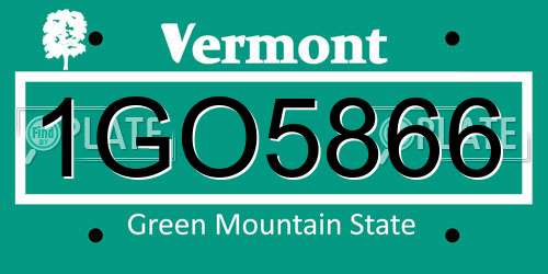 1GO5866 Vermont License Plate