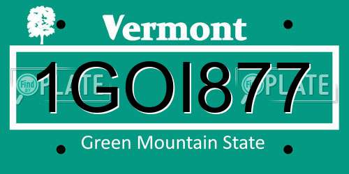 1GOI877 Vermont License Plate