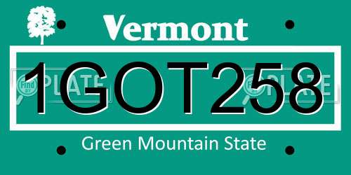 1GOT258 Vermont License Plate