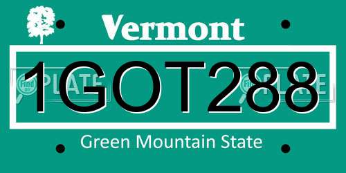 1GOT288 Vermont License Plate