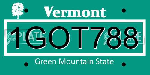 1GOT788 Vermont License Plate